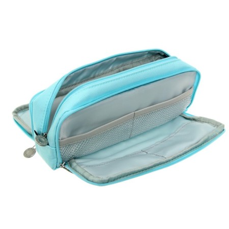 School pencil case on a zipper 3-section, blue-5