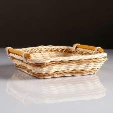 Basket with handles, 19 × 19 × 4.5 cm, rattan