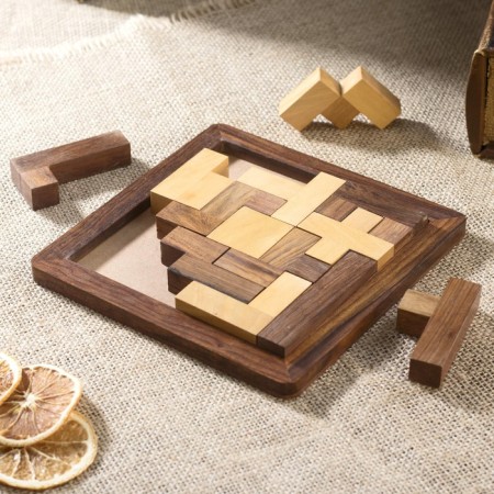 Game table puzzle 16x16x2 cm, tree shisham-3