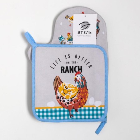 Ethel kit “Chicken Ranch”: a mittens-output 20x28 cm, a selection of 19x19 cm, 100% cotton-5