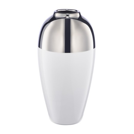 Decorative vase "Shik", 12.5 × 12.5 × 25 cm, white color with silver-4
