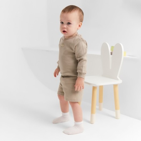 Kidsa (sweatshirt, shorts) minku, gray color, height 80-86 cm-4