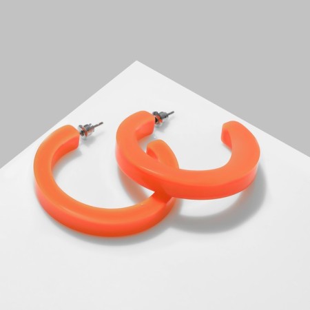 Acryl Earrings "Ring", Orange color, D = 3 cm-1