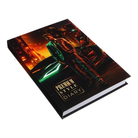 Diary Lotted on a stitch, A5 160 sheets, cardboard 7BC, matte lamination "Men at the car"-2