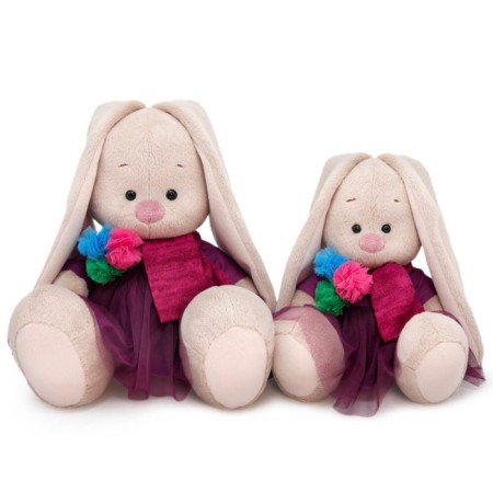 Soft toy "Bunny mi in a dress and a scarf with pompons", 23 cm-3