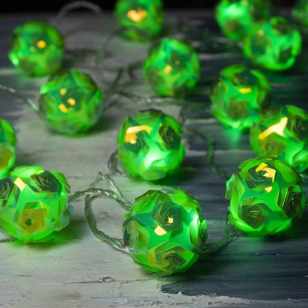 Garland “thread” 4.5 m with nozzles “Flower balls”, IP20, transparent thread, 15 LED, Green glow, 220 V