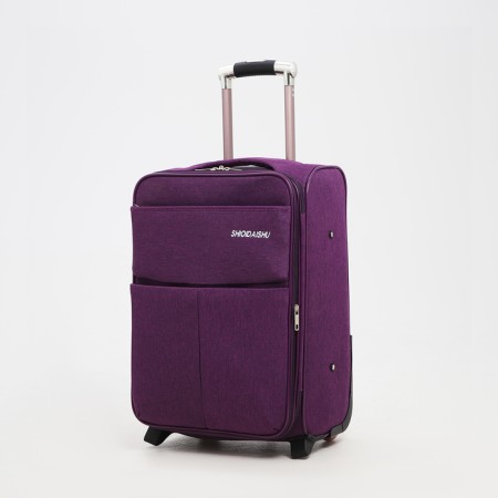 Small 20 suitcase, a lightning department, with extension, code castle, 3 wheels, 2 outer pockets, purple color