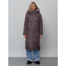 Coat insulated female, size 42, dark brown color