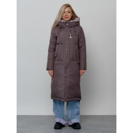 Coat insulated female, size 42, dark brown color