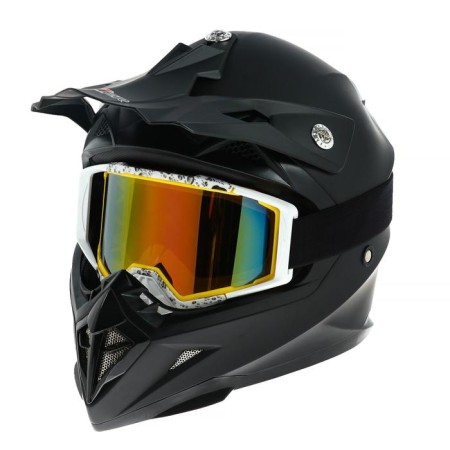 Glass-mask for motorcycle driving, mirror glass, white-yellow color, OM-8-1