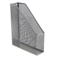 Vertical, mesh, gray paper tray