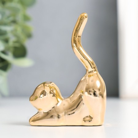 Souvenir Ceramics "Cat - Sucking" gold 5.5x2.4x7.8 cm