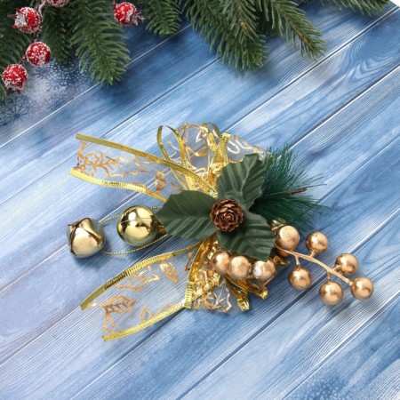 Christmas tree decoration "New Year's Style" Bant Transparent, 16x12 cm, gold-1