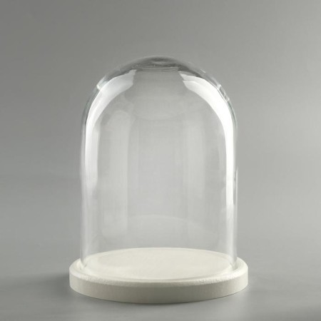 Glass dome -slosh on a wooden stand "Vincent - 1", 20x15 cm, white