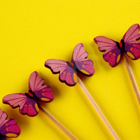 Butterfly skewers, set 6 pcs, color mix-5