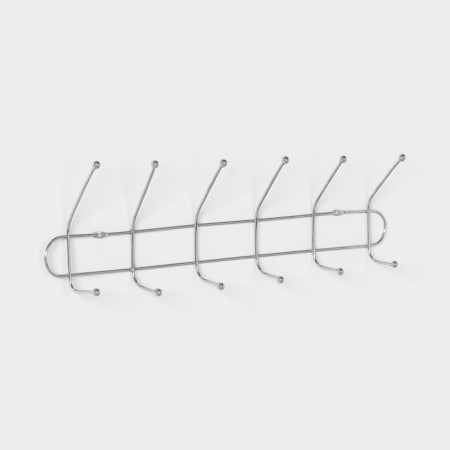 The hanger wall -mounted on 6 double hooks of the share "Shine", 48 × 13.5 × 6.5 cm, silver color