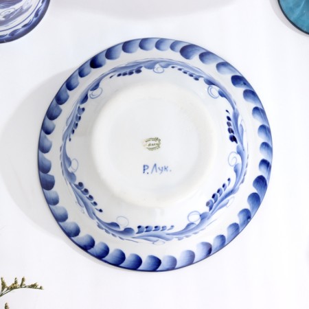 Plate - bowl, half -support, 17 × 17 × 5 cm, 0.5 l, gzhel-3