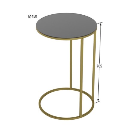 Journal table "Austin Glass", 450 × 450 × 705 mm, color Black Lacobel / Golden frame-3