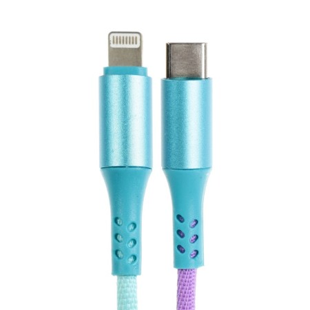 Type -C cable - Lightning, 3 A, 66 W, fast charging, braid fabric, 1 meter, multi -colored-1