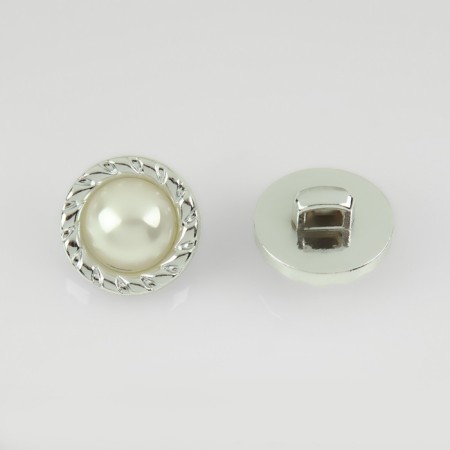 A button on the leg, with pearls, d = 15 mm, silver color-2