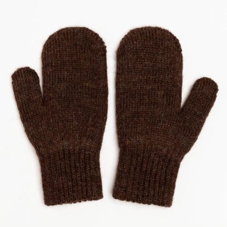 Double children's mittens, dark brown color, size 16 (9-12 years old)-1
