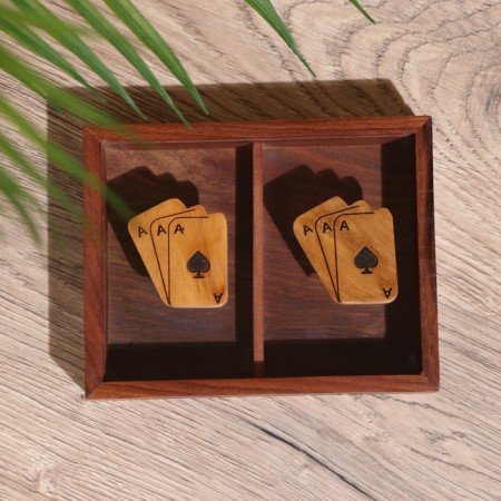 Casket for playing cards for 2 decks 15.5x12x3.5 cm, tree shisham-2