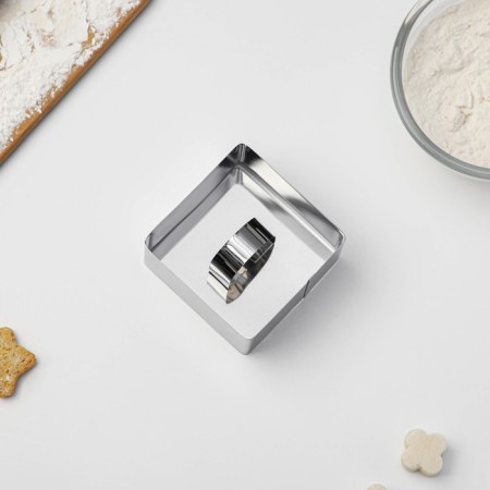 The form for laying out the share "Square", 8 × 8 × 4 cm, with a press, stainless steel-6