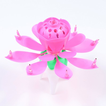 Candle for the cake musical "Bud", spinning, pink, 14.5 cm-2