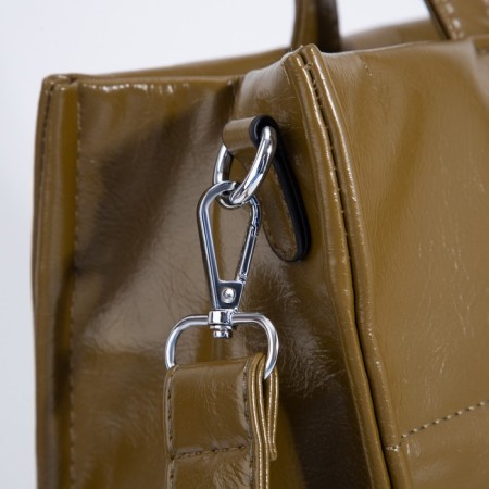 Luggage bag, external pocket, long belt, green-brown color-4
