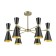 Caucasur QUINN 6x60W E14, bronze, black 75x75x44.5 cm