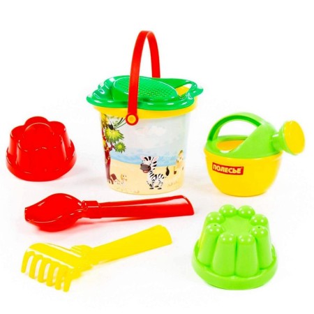 Sanding set: a bucket with a sticker, a strainer, scoop, robberies, 2 molds, watering can-1