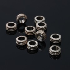 Crimp (covering bead) 1.2 × 1.2 × 0.5 cm, (set 10 pcs.), Silver color