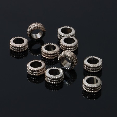 Crimp (covering bead) 1.2 × 1.2 × 0.5 cm, (set 10 pcs.), Silver color