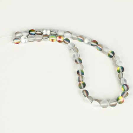 Busins ​​made of natural stone "Cat Eye", set 46 pcs., Size 1 pc. - 8 mm, matte gray-1