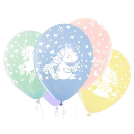 Shar Latex 12 “Happy Birthday! Magic unicorns”, Makaruns, 5-sided, set 25 pcs., Mix-1