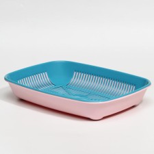 Rounded toilet with a mesh of 33.5 x 25 x 6 cm, blue/pink