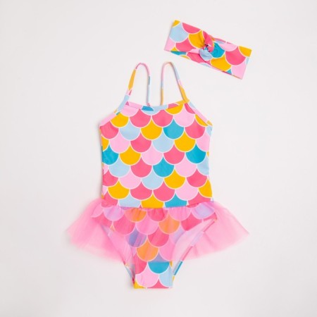 Baby Punky Minaku swimsuit with a bandage, pink color, height 122-128