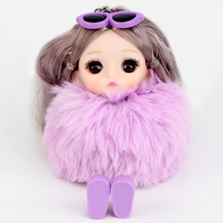 Soft toy "Puppet Model" on a key fob, 16 cm, purple color-1