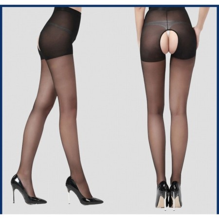 Erotic linen, nylon tights, with access, size OS, black-5