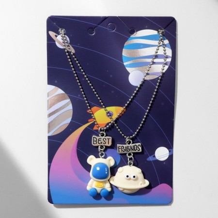 Kulons "Demetrons" Cosmonaut and flying saucer, blue-white color in silver, 40 cm-1