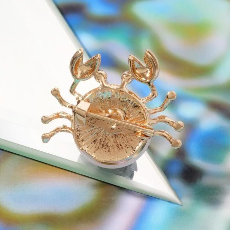 Brooch "Krabik" is small, the color is white in gold-1