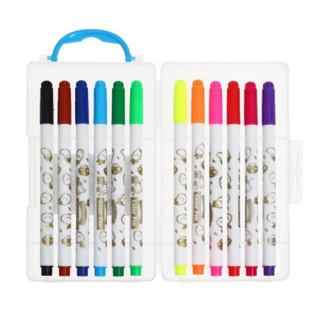 Flomasters 12 colors "mouse", in a plastic pencil with a pen, ventround cap, mix-5