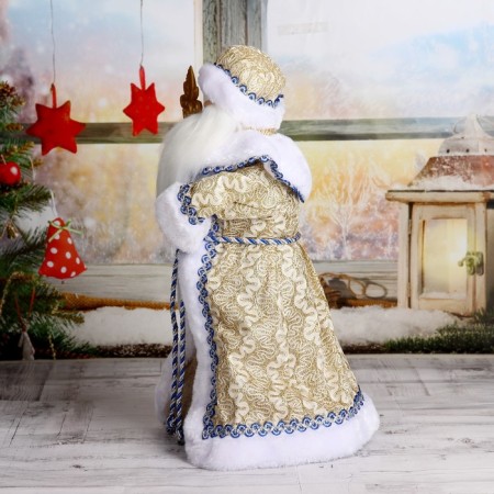 Santa Claus "Shik" in a blue-gold fur coat with a staff, moves, 47 cm-1