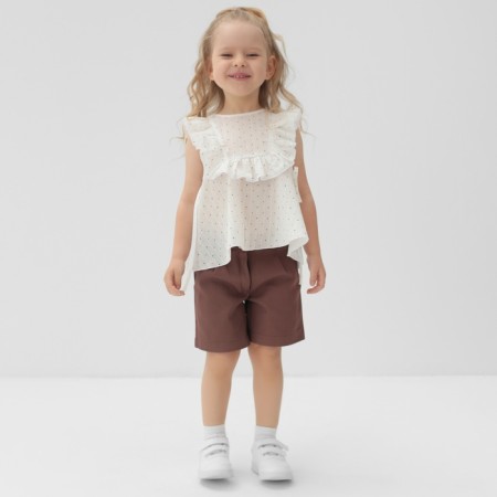 Шорты для девочки MINAKU: Casual collection KIDS цвет шоколадный, рост 128-2