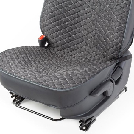 Caps on the front seats Car Performance, 2 pcs, Fiberflax (flax), rhombus, black-5