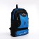 A backpack on a zipper with an increase, 55l, 5 external pockets, blue color