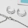 Set of children's “chosen” 3 objects: pendant 40 cm, 2 rings, bear cub, white color in silver