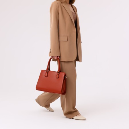 Women's bag El Masta with a zipper, external pocket, long belt, redhead color-9
