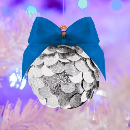 New Year's set for creativity. Christmas ball with sequins "New Year!", Silver