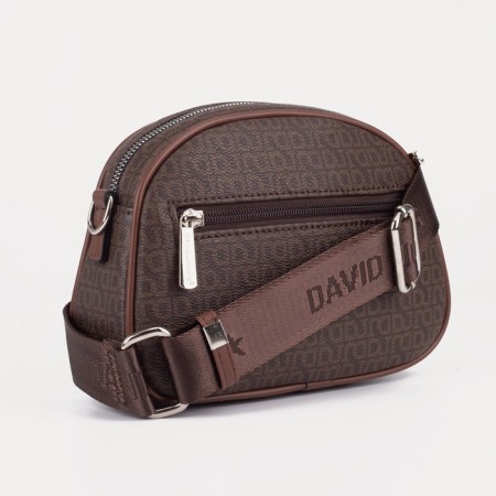 Cross-Bodi Bag with zipper, external pocket, brown color-1